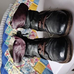 A.S. 98 Simon ll Dark Green With Purple Leather Ankle Boots 8.5